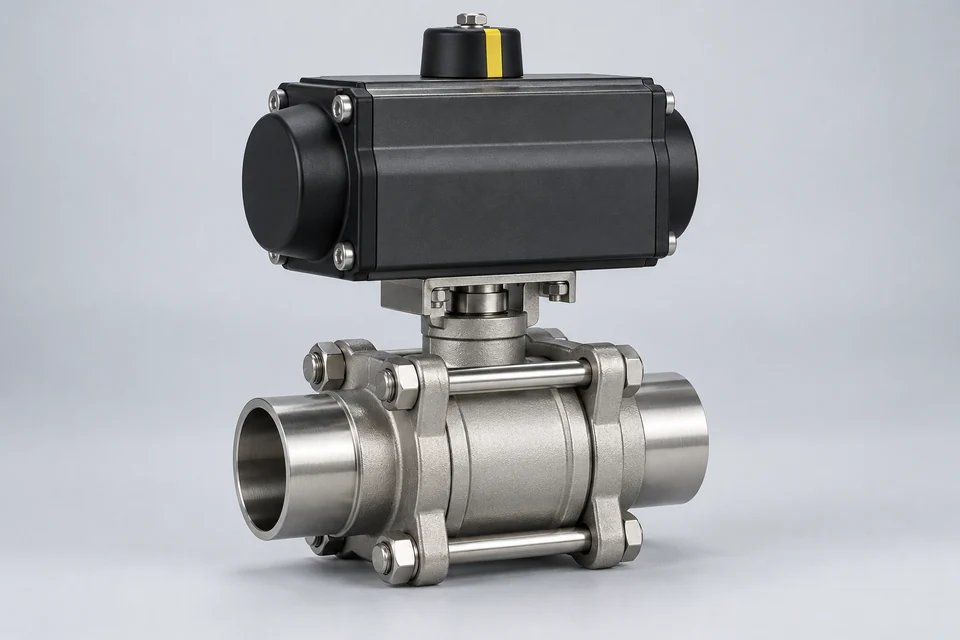 Representative Pneumatic Three-Piece Ball Valve configuration
