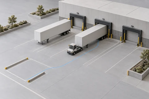 A freight-yard scale model. Editorial illustration; not a customer deployment.