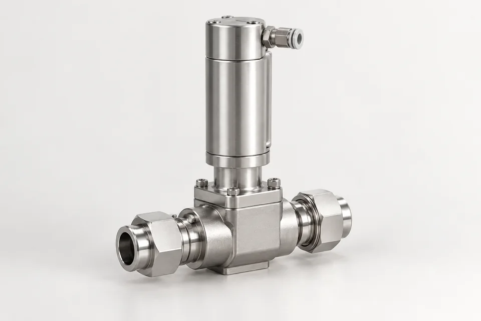 Representative semiconductor bellows valve product rendering