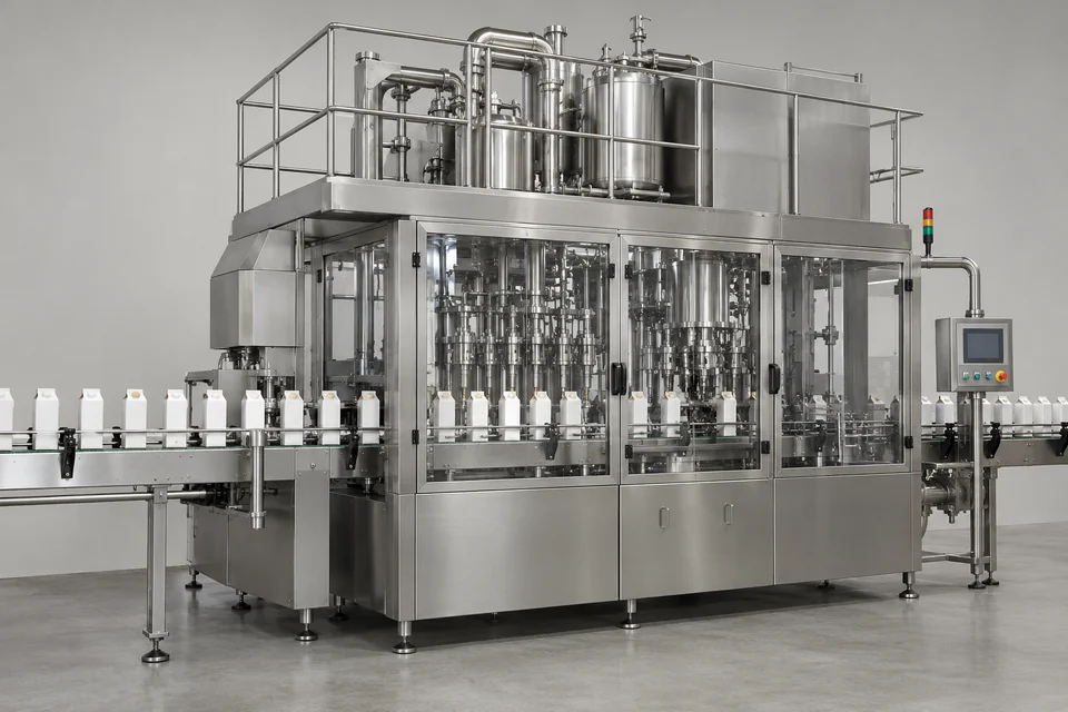 aseptic carton filling machine with enclosed sterile filling area