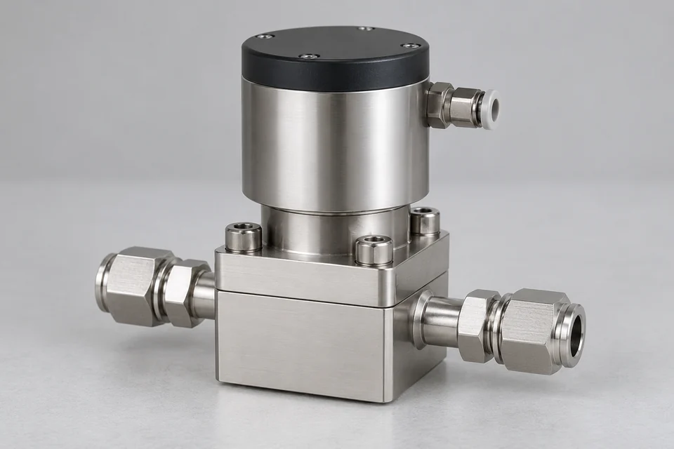 compact high purity ALD pneumatic diaphragm valve with stainless block body and miniature actuator for precursor delivery