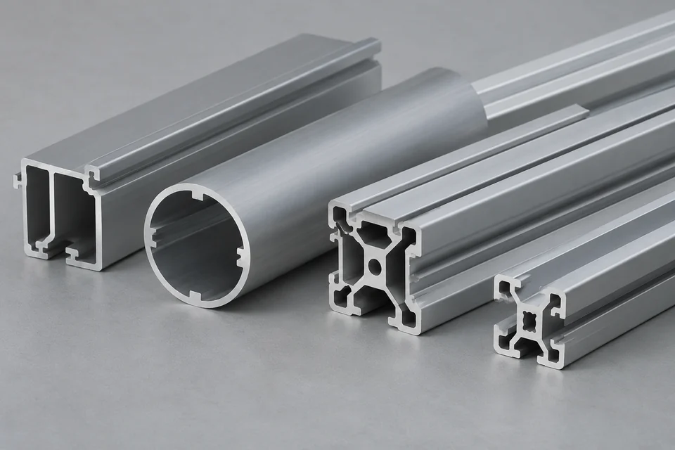 automotive aluminium extrusion profiles with intact ends, realistic metal parts