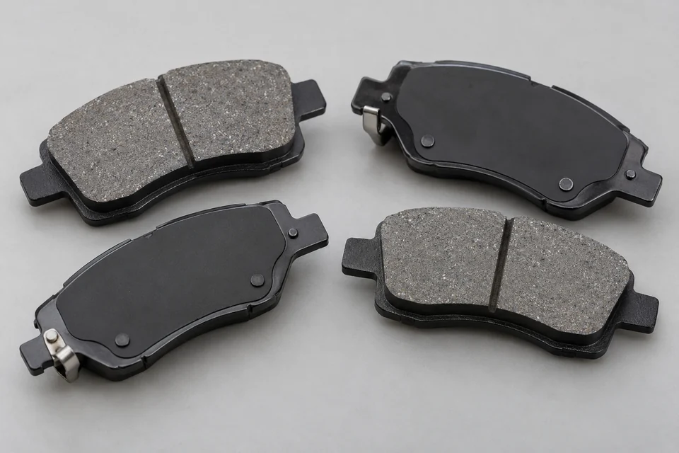 ceramic automotive brake pad set with metal backing plates