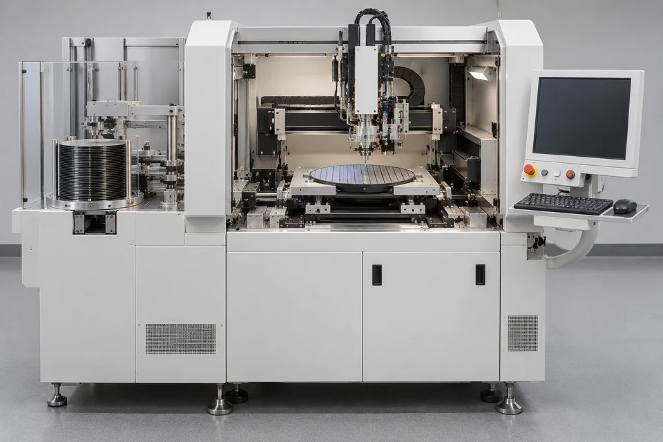 chip die bonding machine with robotic placement head and wafer handling stage