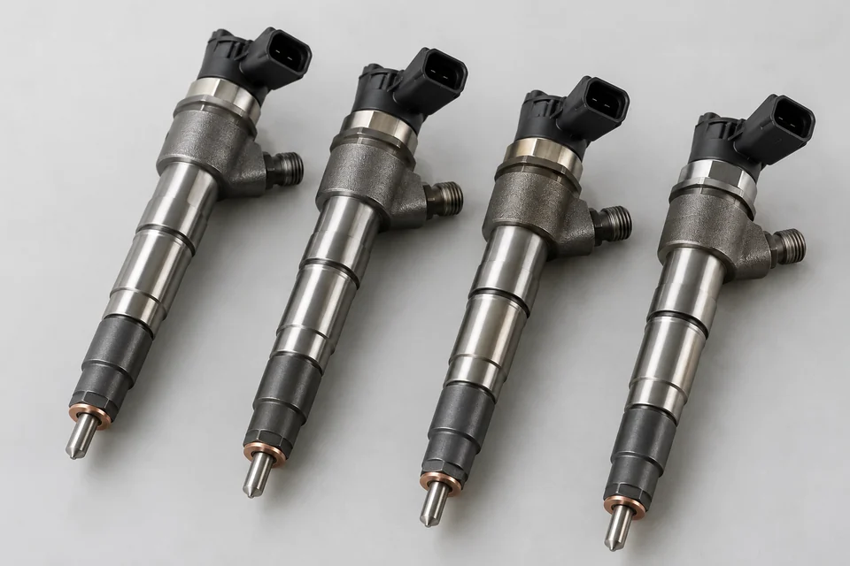 common rail fuel injectors with precision metal bodies and electrical connectors