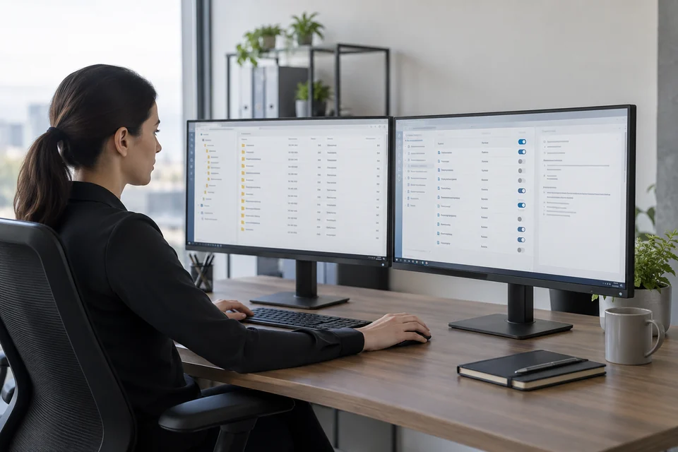 data-loss prevention software represented by security analyst workstation with file policy review interface