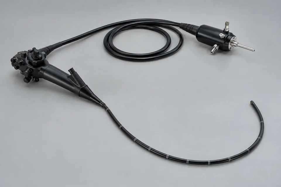 complete flexible medical endoscope with control handle and insertion tube