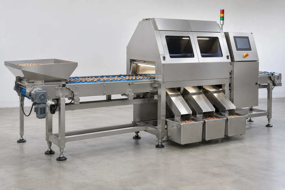 food optical sorting machine with conveyor and sorting enclosure