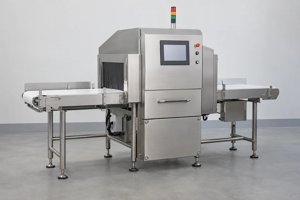food X-ray inspection conveyor with enclosed shielded inspection cabinet