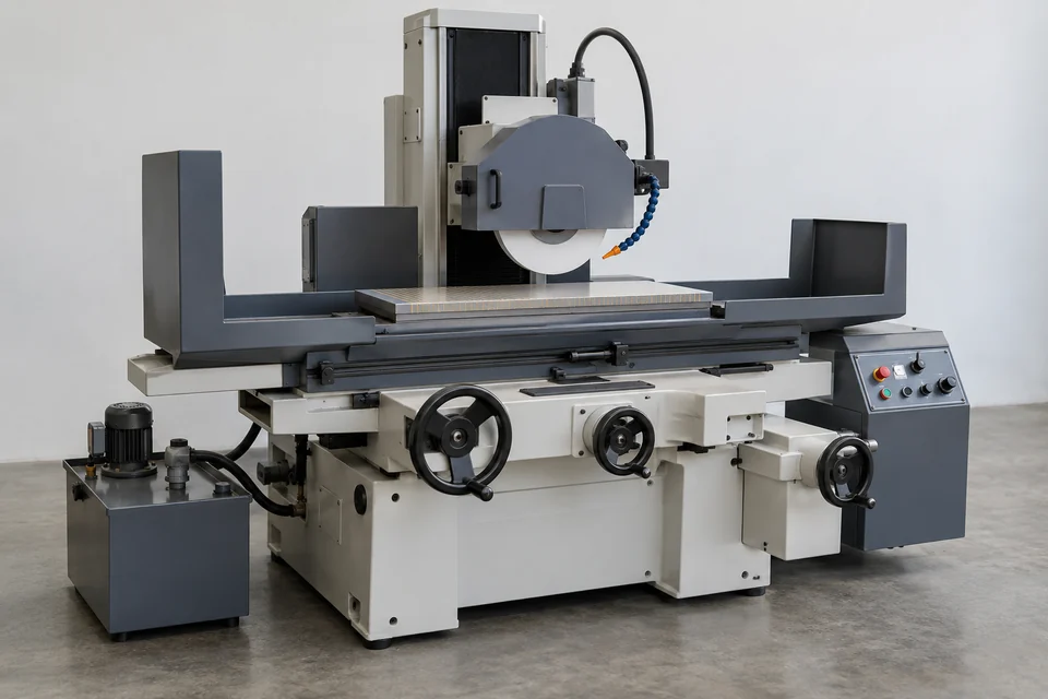 precision surface grinding machine with wheel guard and magnetic work table