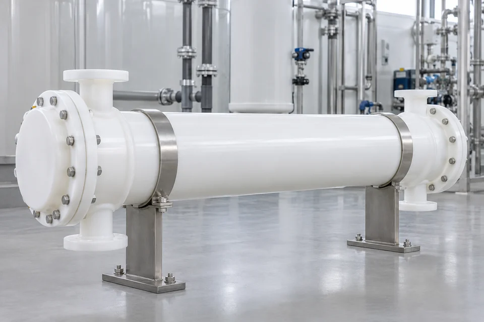 Representative PFA Coated Shell And Tube Heat Exchanger configuration