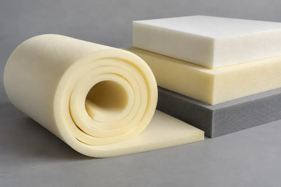industrial polyurethane foam slabs in flexible and rigid representative forms