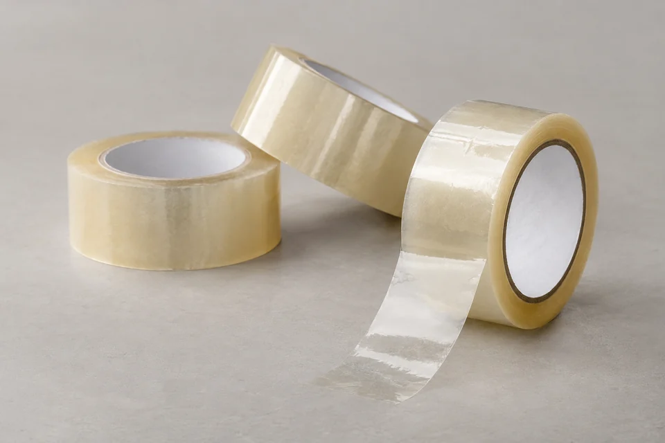 pressure-sensitive adhesive tape rolls with a strip partially peeled back