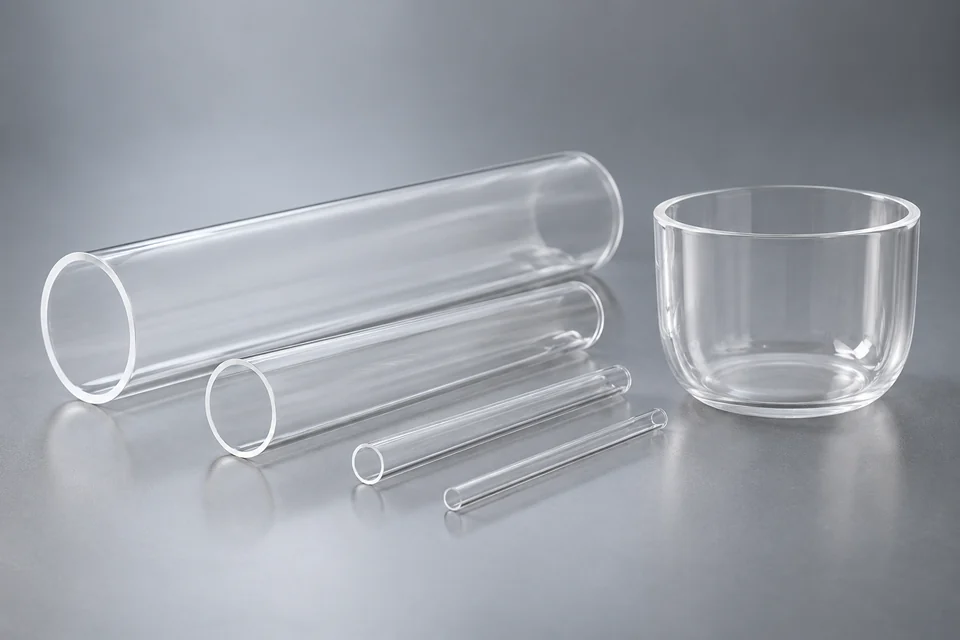 quartz glass tubes and clear quartz crucible