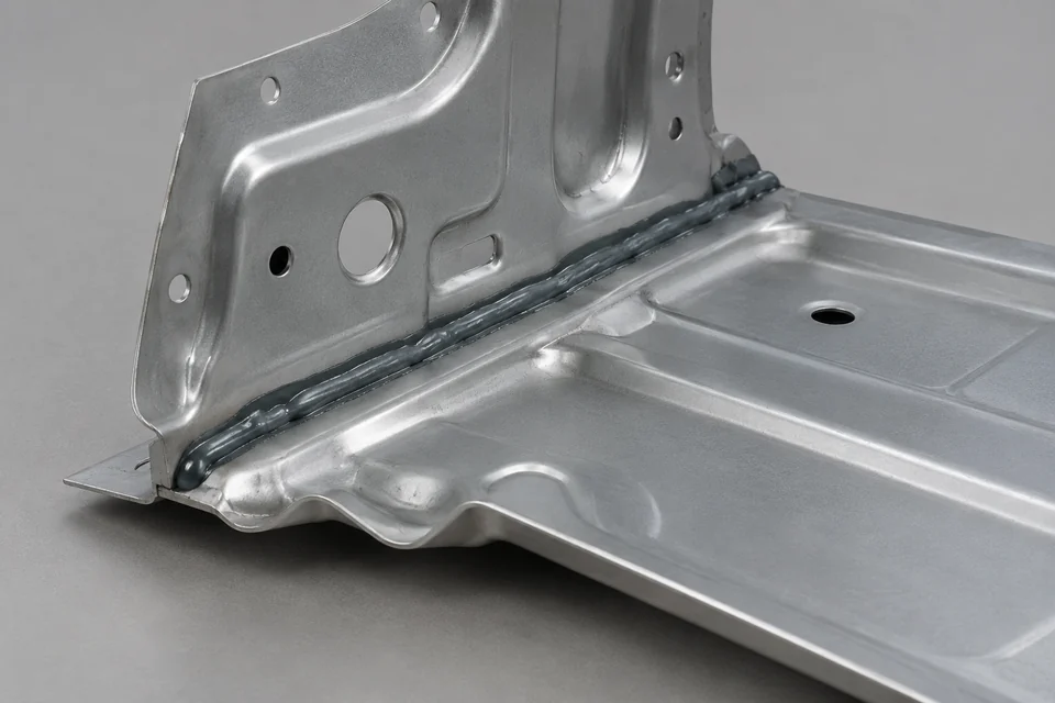 automotive structural adhesive bead bonding two representative metal body panels