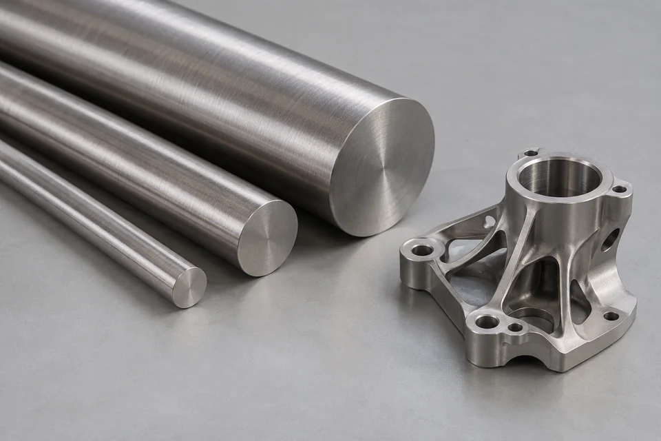titanium alloy bars and small machined aerospace component