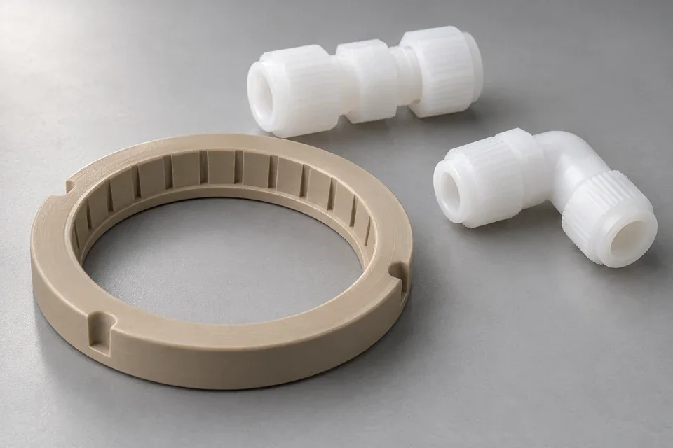 Representative plastic components for semiconductor equipment product rendering