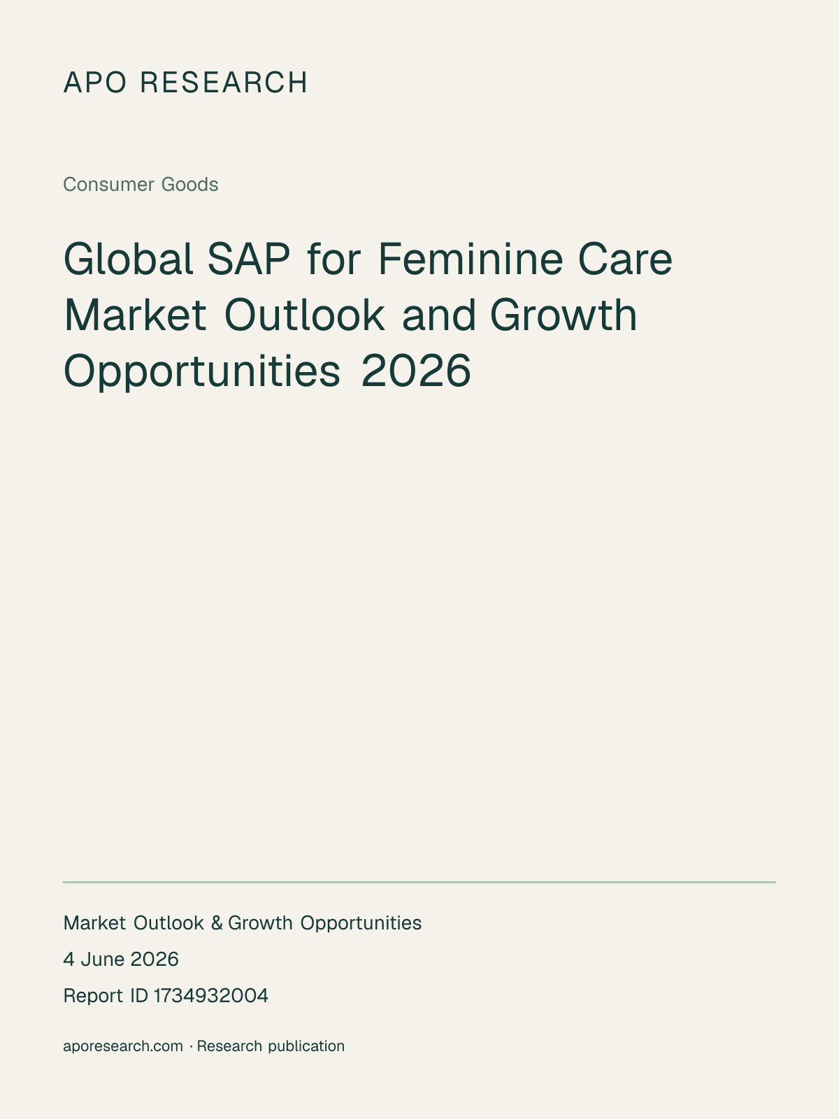 Global SAP for Feminine Care Market Outlook and Growth Opportunities 2026 — report cover