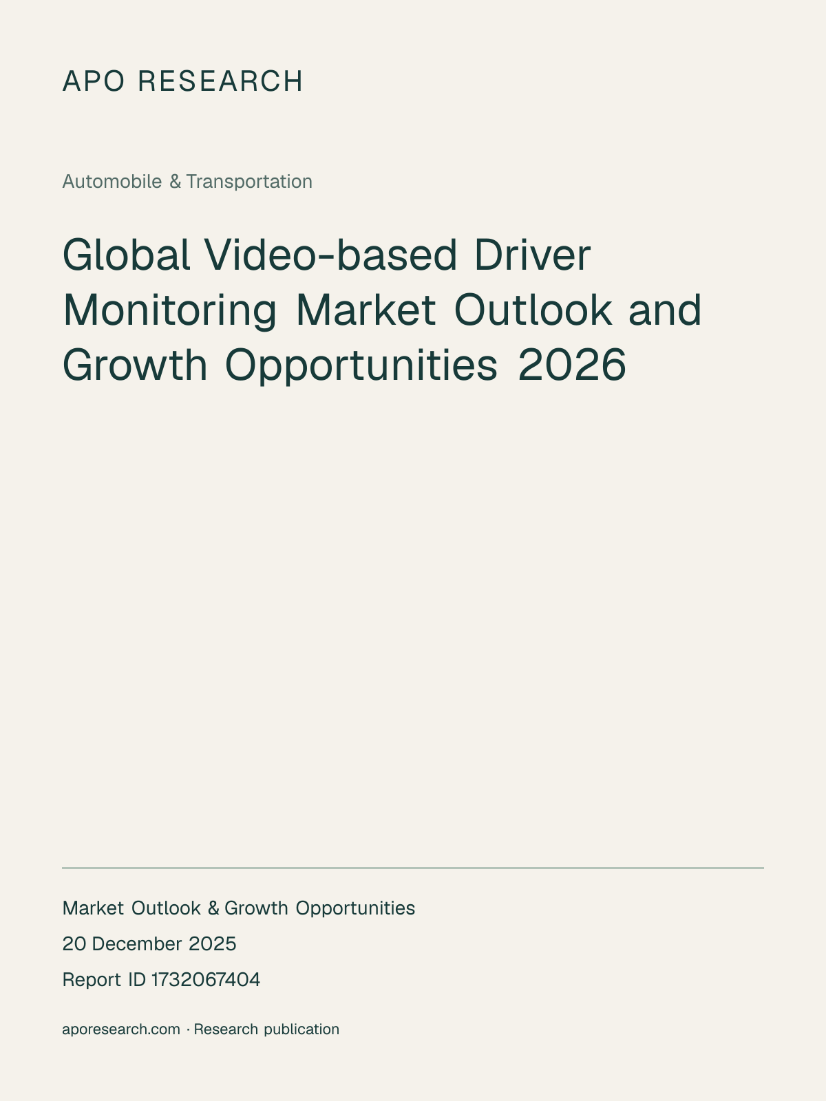 Global Video-based Driver Monitoring Market Outlook and Growth Opportunities 2026 — report cover