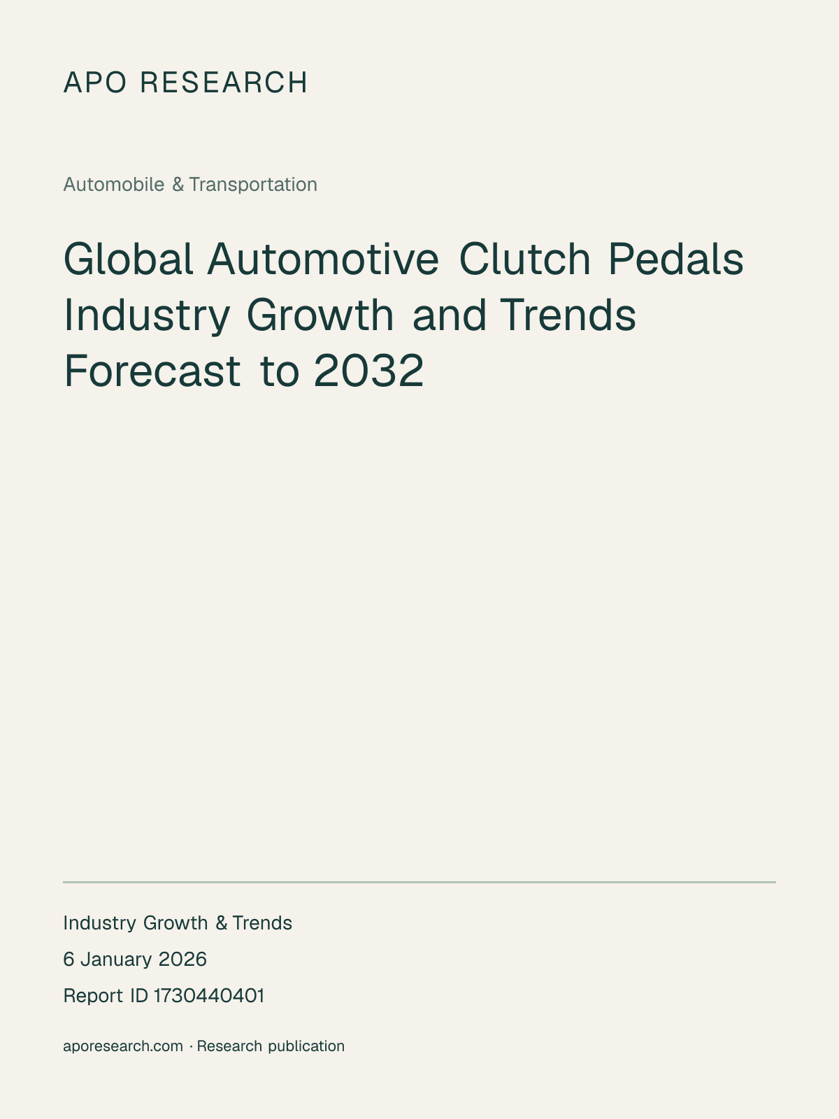 Global Automotive Clutch Pedals Industry Growth and Trends Forecast to 2032 — report cover