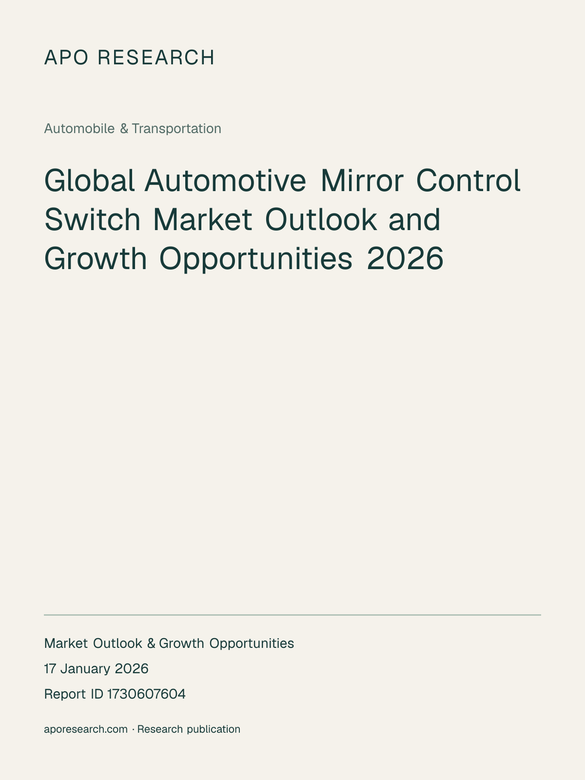 Global Automotive Mirror Control Switch Market Outlook and Growth Opportunities 2026 — report cover