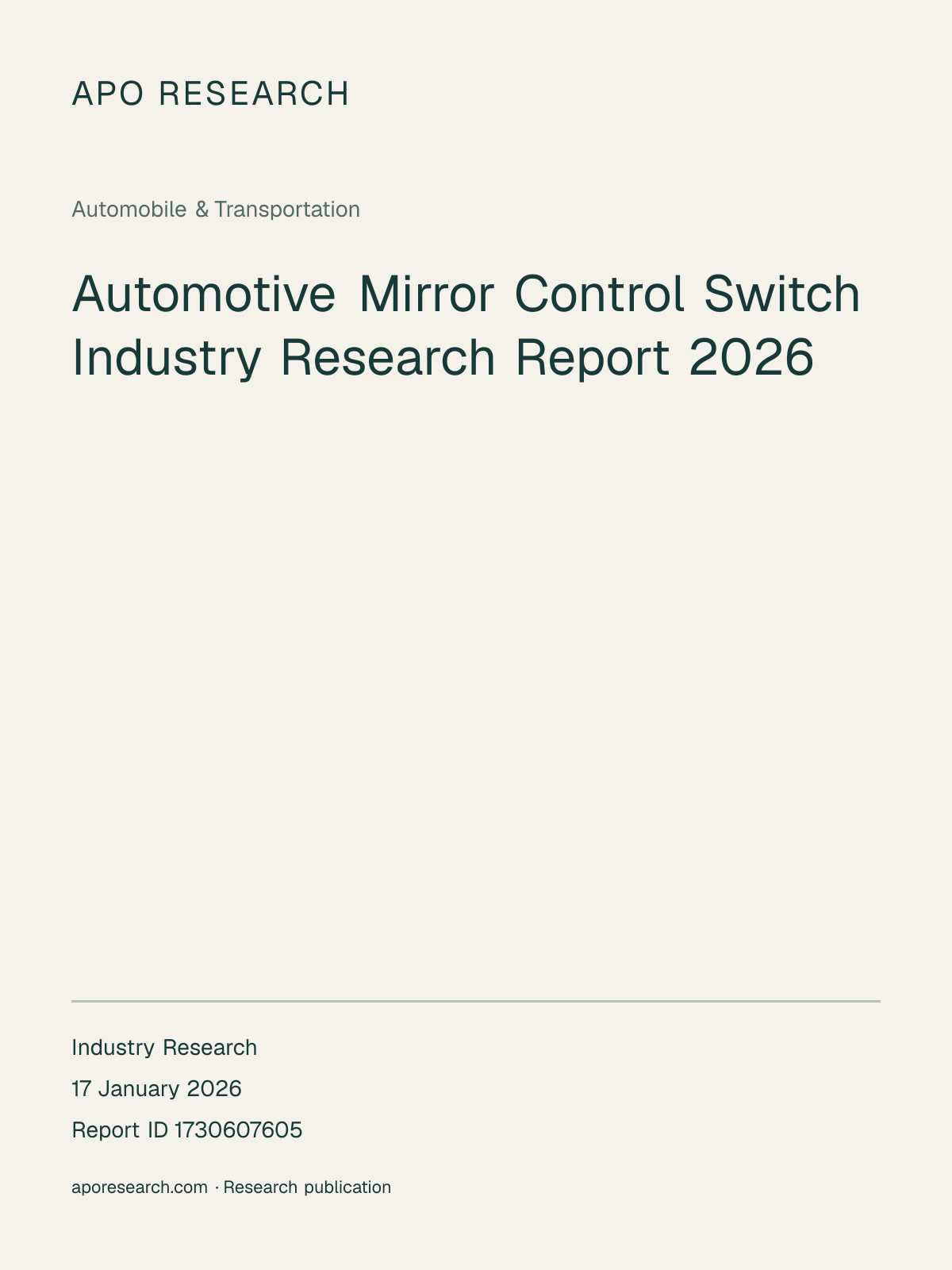 Automotive Mirror Control Switch Industry Research Report 2026 — report cover