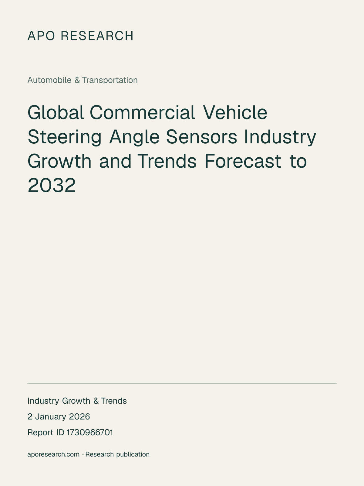 Global Commercial Vehicle Steering Angle Sensors Industry Growth and Trends Forecast to 2032 — report cover