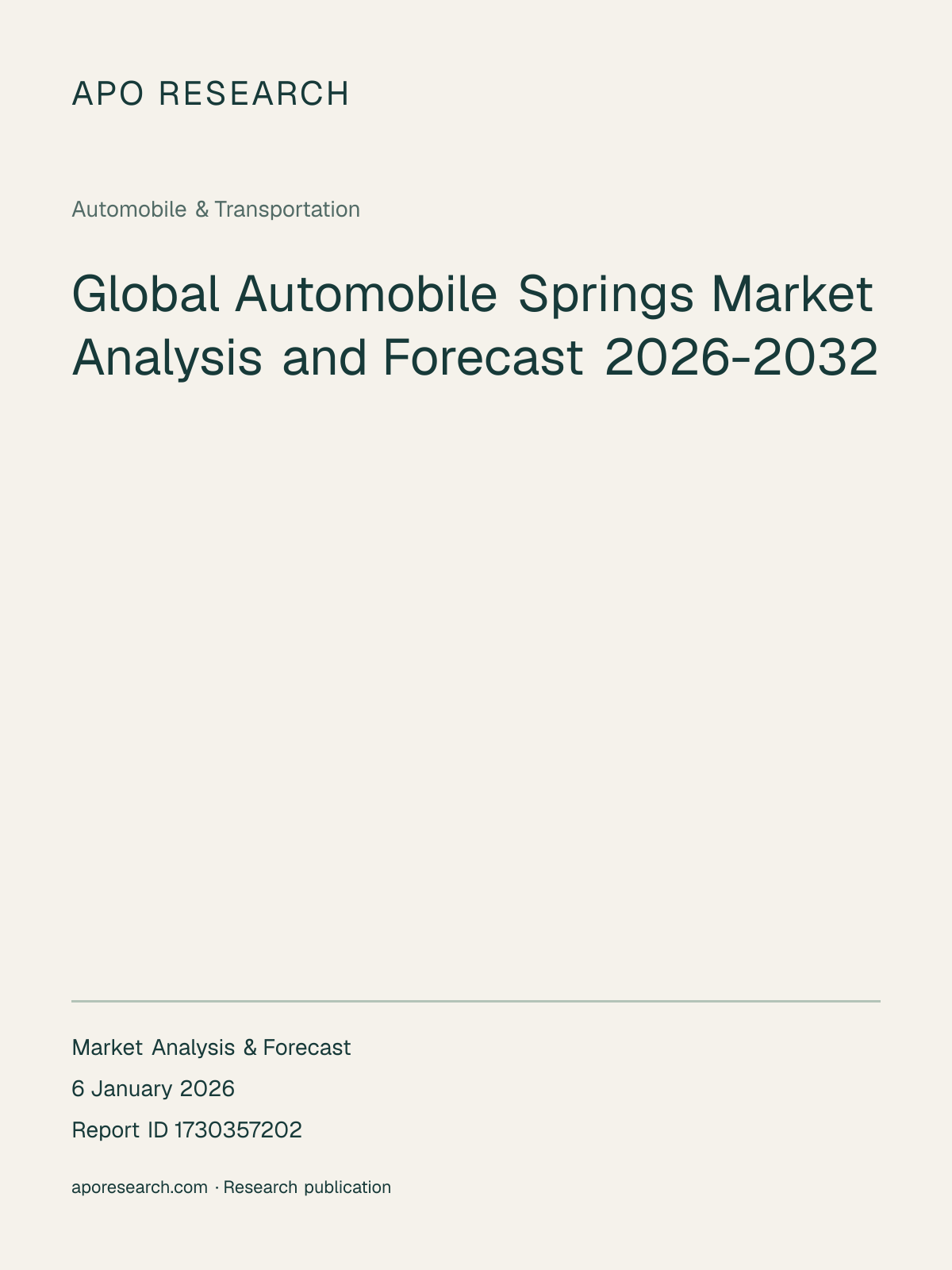Global Automobile Springs Market Analysis and Forecast 2026-2032 — report cover