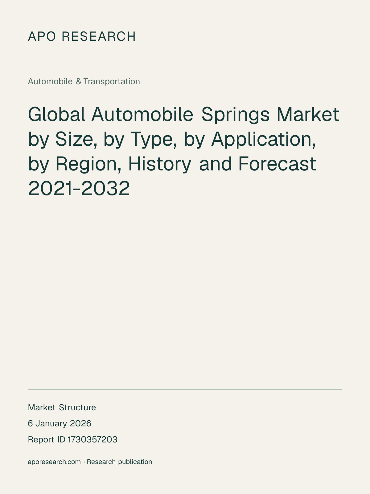 Global Automobile Springs Market by Size, by Type, by Application, by Region, History and Forecast 2021-2032 — report cover