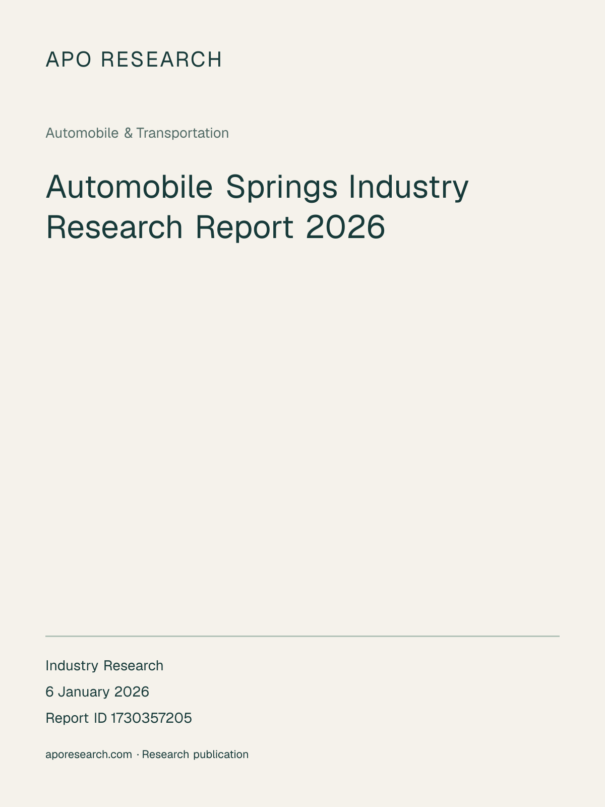 Automobile Springs Industry Research Report 2026 — report cover