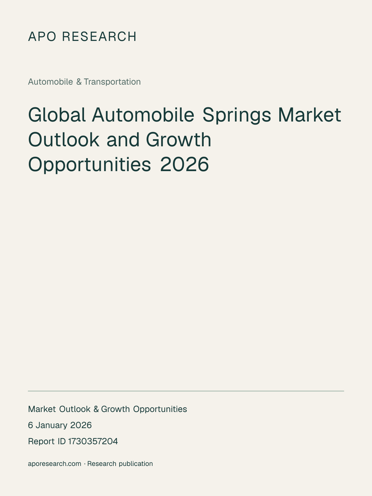 Global Automobile Springs Market Outlook and Growth Opportunities 2026 — report cover