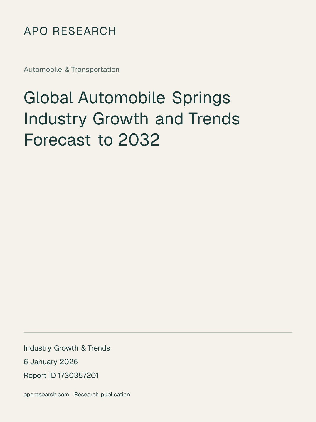 Global Automobile Springs Industry Growth and Trends Forecast to 2032 — report cover