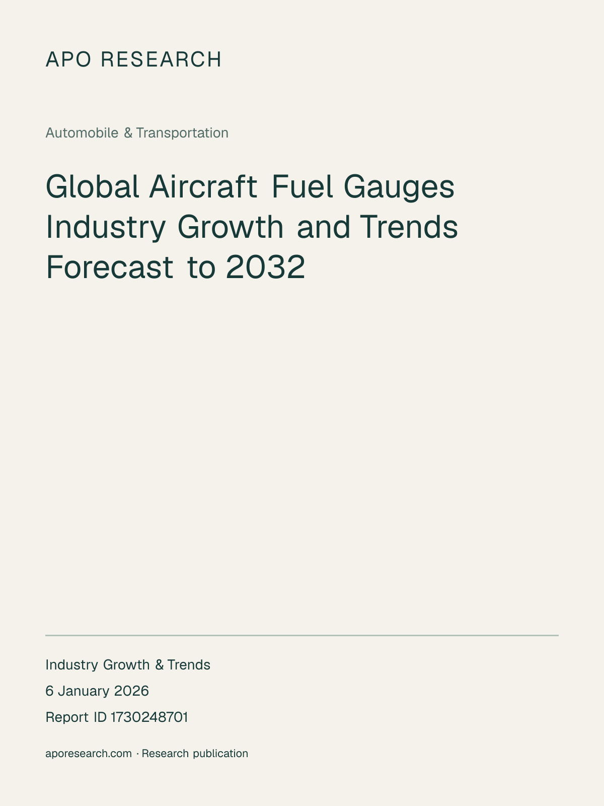 Global Aircraft Fuel Gauges Industry Growth and Trends Forecast to 2032 — report cover