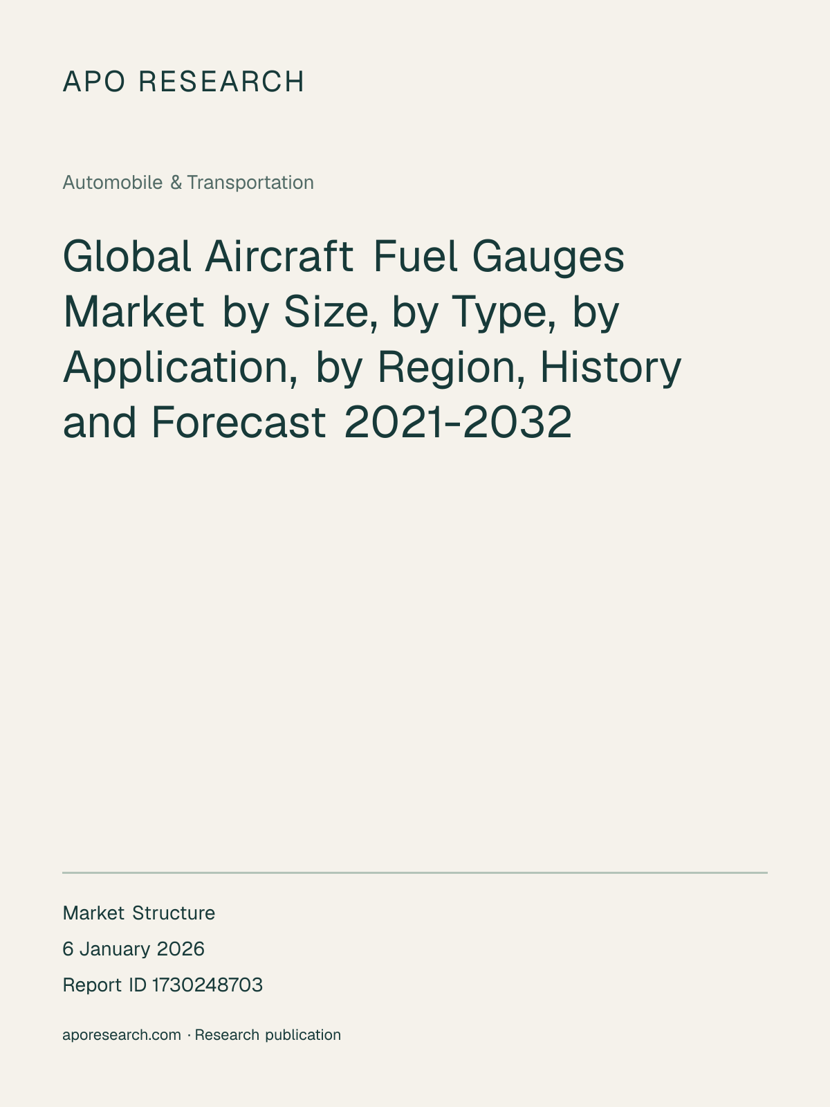 Global Aircraft Fuel Gauges Market by Size, by Type, by Application, by Region, History and Forecast 2021-2032 — report cover