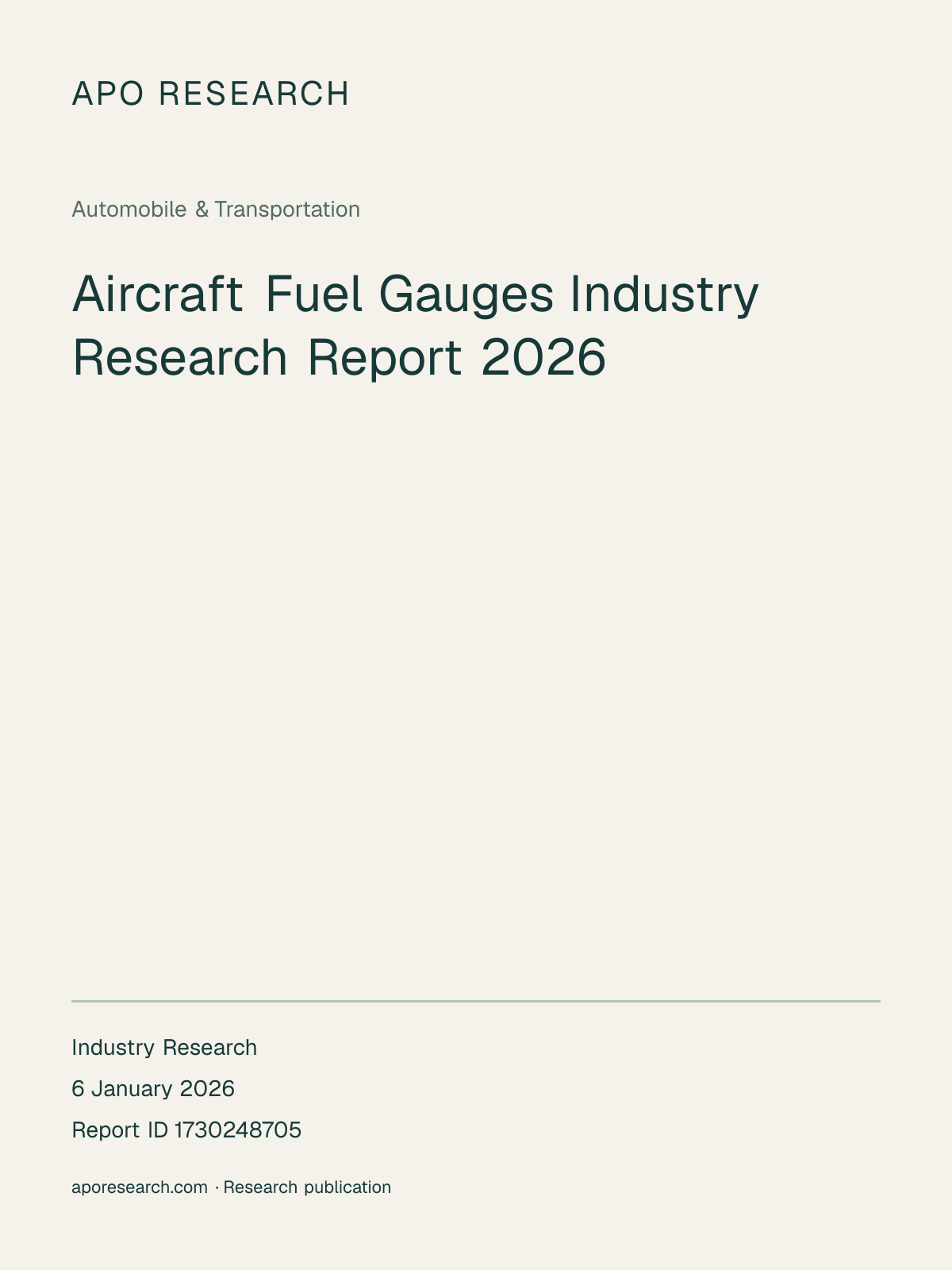 Aircraft Fuel Gauges Industry Research Report 2026 — report cover