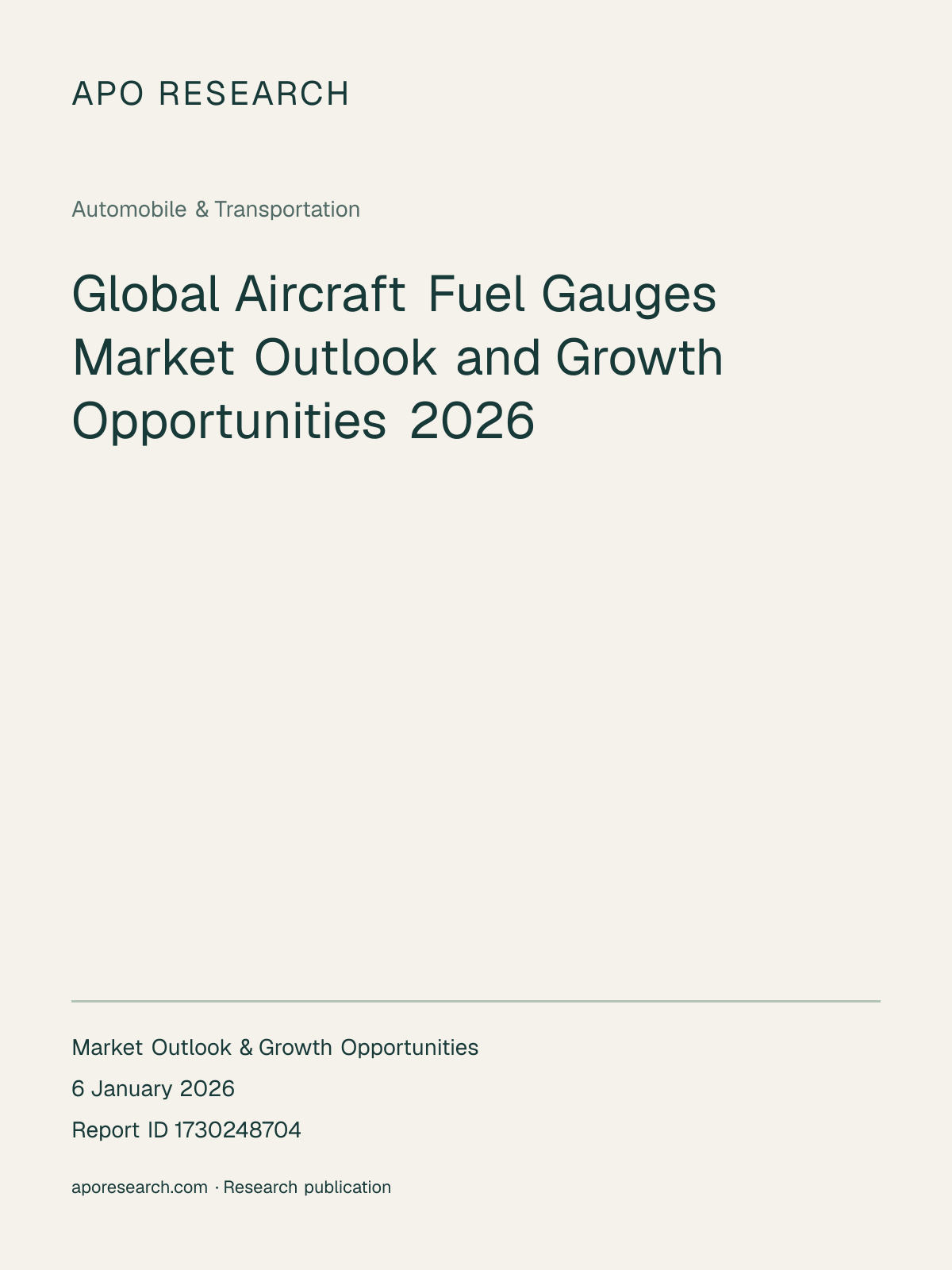 Global Aircraft Fuel Gauges Market Outlook and Growth Opportunities 2026 — report cover