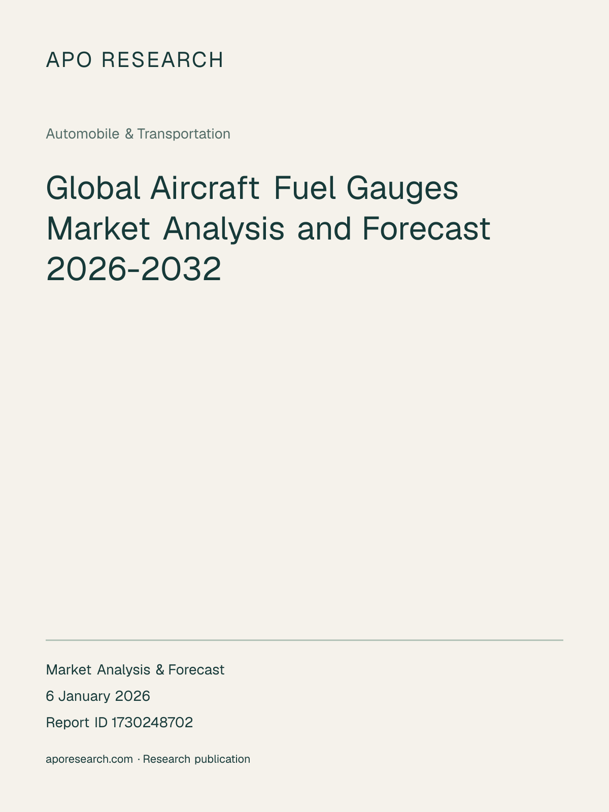 Global Aircraft Fuel Gauges Market Analysis and Forecast 2026-2032 — report cover