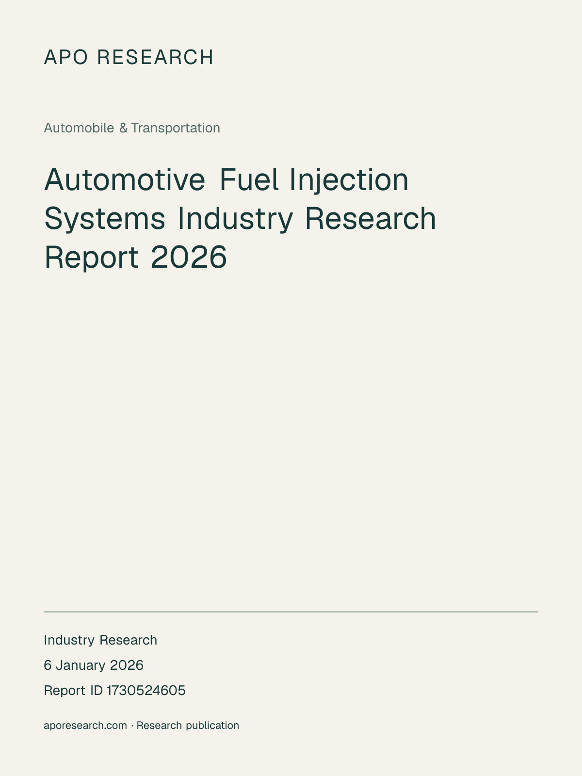 Automotive Fuel Injection Systems Industry Research Report 2026 — report cover