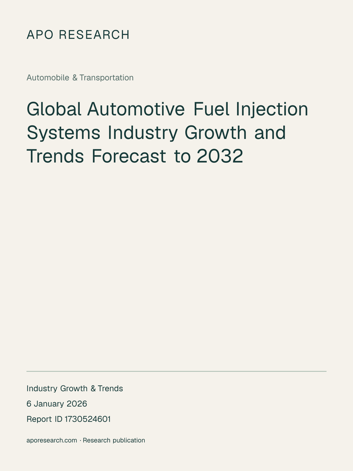 Global Automotive Fuel Injection Systems Industry Growth and Trends Forecast to 2032 — report cover