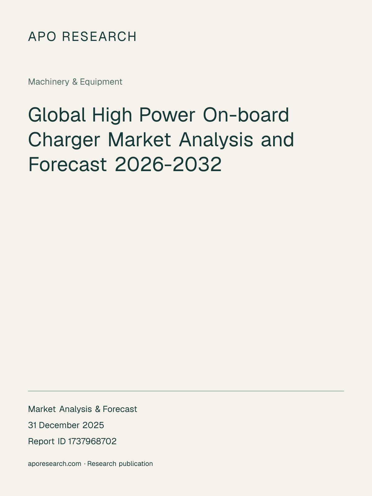 Global High Power On-board Charger Market Analysis and Forecast 2026-2032 — report cover