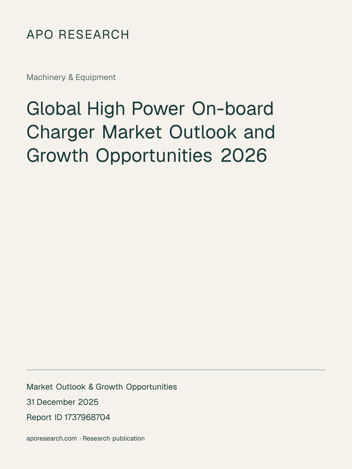 Global High Power On-board Charger Market Outlook and Growth Opportunities 2026 — report cover