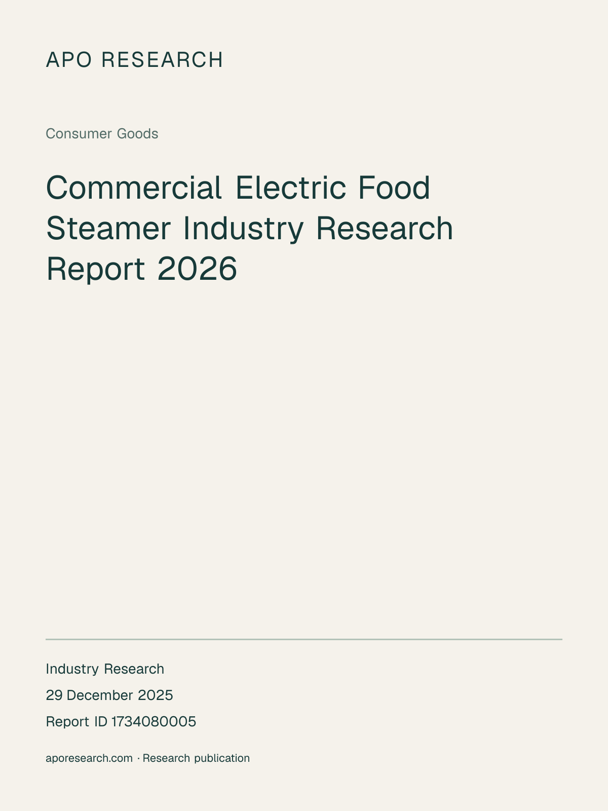 Commercial Electric Food Steamer Industry Research Report 2026 — report cover