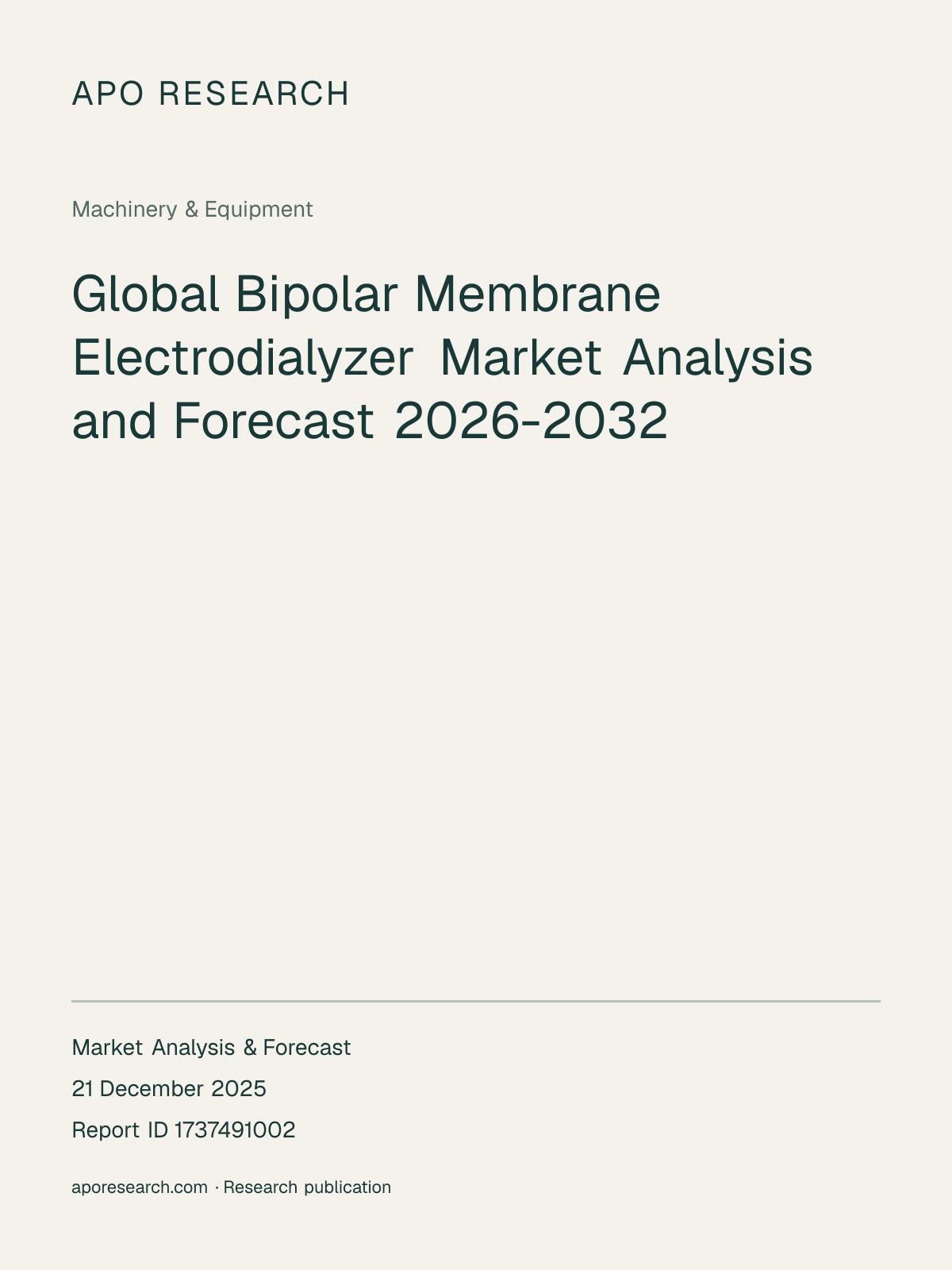 Global Bipolar Membrane Electrodialyzer Market Analysis and Forecast 2026-2032 — report cover