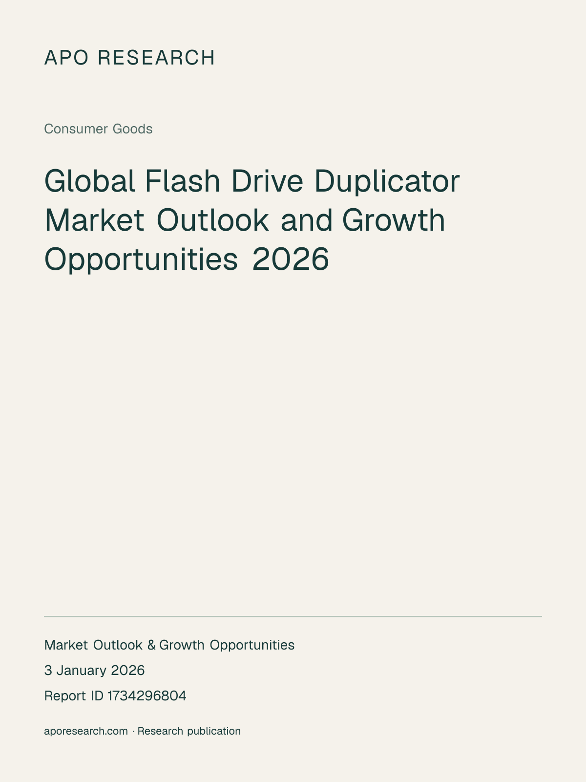 Global Flash Drive Duplicator Market Outlook and Growth Opportunities 2026 — report cover